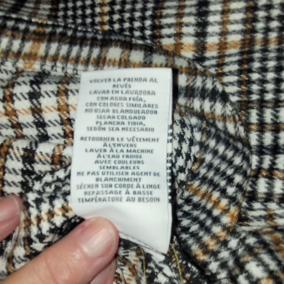 Ruby Rd Plaid Ladis Jacket Sz PXL White  Gold Black Button Up - Picture 13 of 14